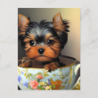 Adorable Yorkie In A Teacup