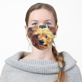Adorable Yorkie Puppy Photo Adult Cloth Face Mask by Vanillaextinctions at Zazzle