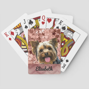 Adorable Yorkie Rose Gold Name Dog Pet Poker Cards