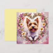 Adorable Yorkie Surrounded by Floral Wreath (Front/Back)