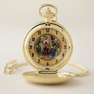 Adorable Yorkshire brown and black terrier Pocket Watch