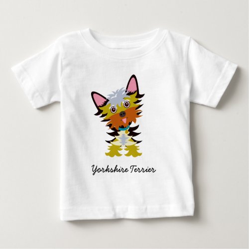 Adorable Yorkshire Terrier Cartoon Baby T_Shirt