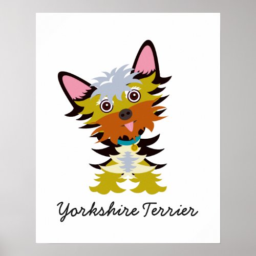 Adorable Yorkshire Terrier Cartoon Poster