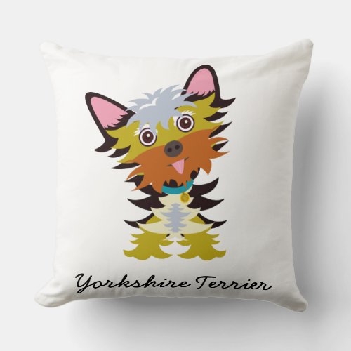 Adorable Yorkshire Terrier Cartoon Throw Pillow