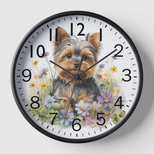 Adorable Yorkshire Terrier Puppy Dog Clock
