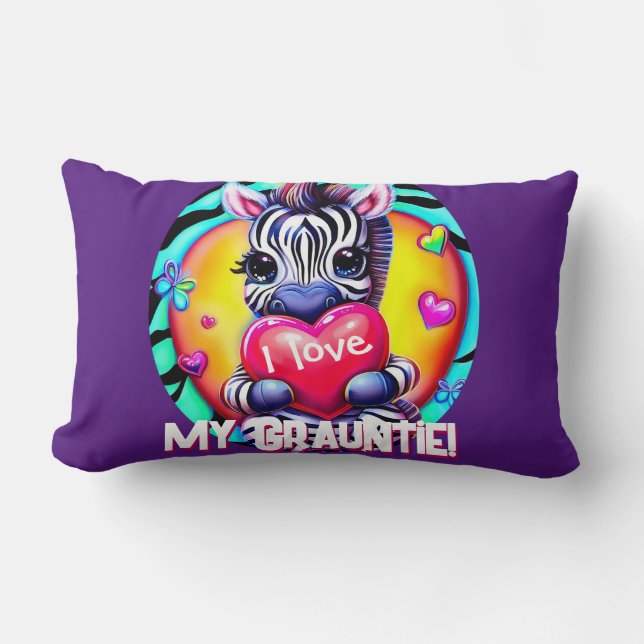 Adorable Zebra and Heart Lumbar Pillow (Front)