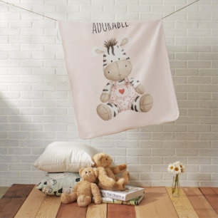 Adorable Zebra Animal Baby Blanket