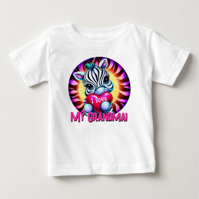 Adorable Zebra Holding Heart Baby T-Shirt (Front)