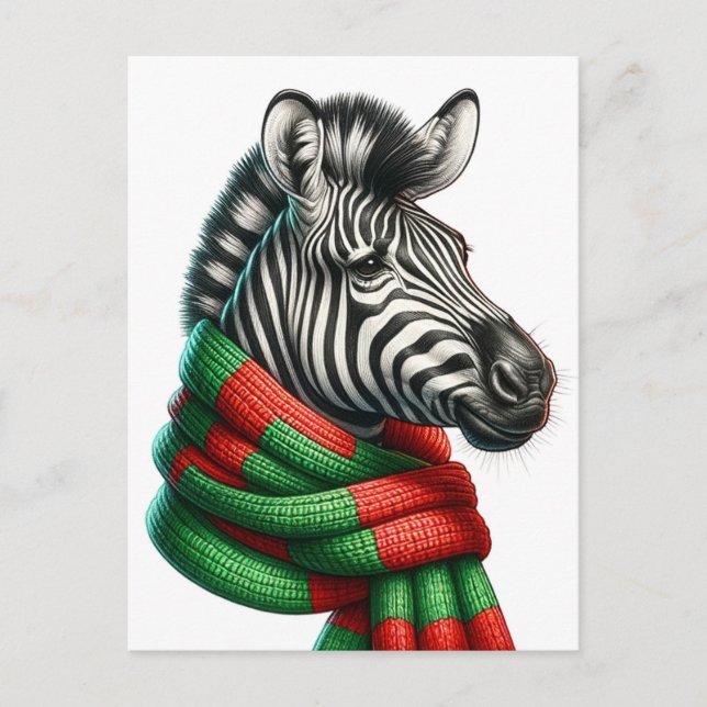 Adorable Zebra in a Scarf Postcard (Front)