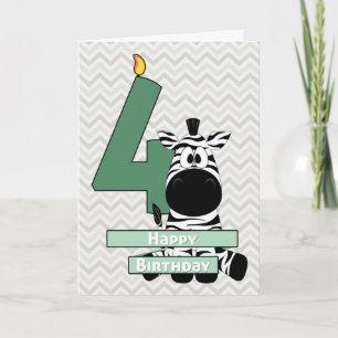 Adorable Zebra Sitting for Child's Birthday Card