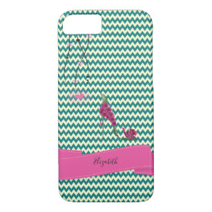 Adorable Zigzag,Chevron Floral High Heels -Name iPhone 8/7 Case