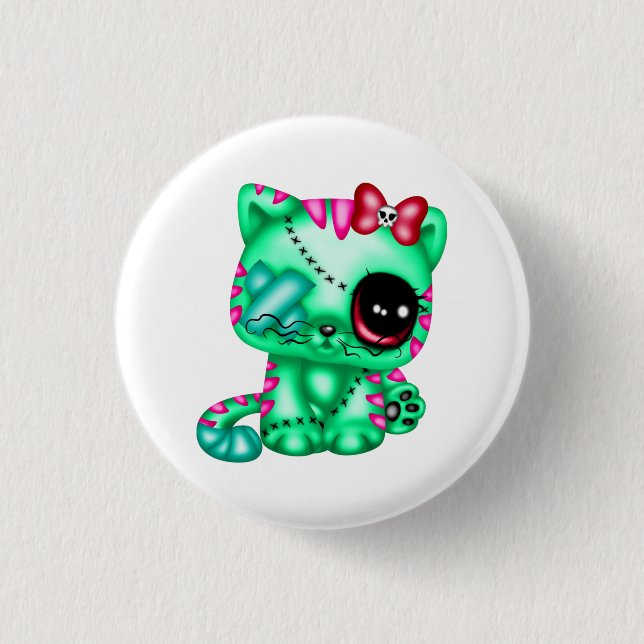 Adorable Zombie Kitty Button (Front)