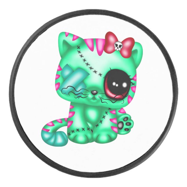 Adorable Zombie Kitty  Hockey Puck (Front)