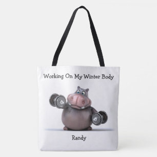 Adorables 3D Hippo Lifting Weights Tote Bag