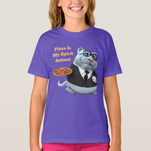 Adorables 3D Universe Cute Cat With Pizza T_Shirt