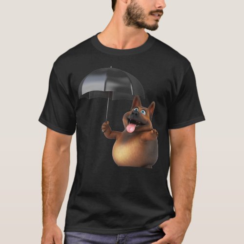 Adorables 3D Universe Cute Dog With Umbrella T_Shi T_Shirt
