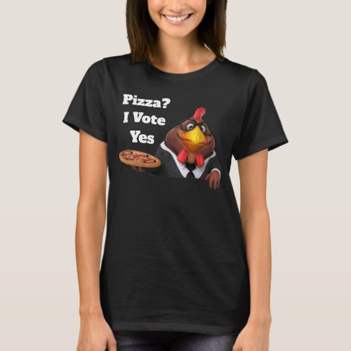 Adorables 3D Universe Cute Rooster With Pizza T_Shirt