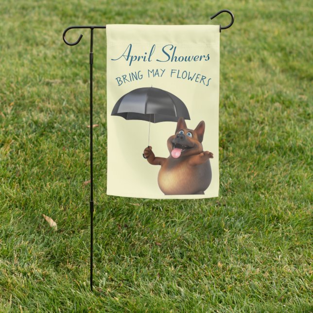 Adorables 3D Universe Funny Dog April Showers Garden Flag (In SItu)