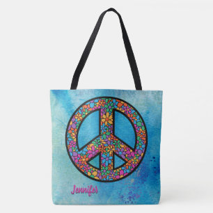 Adorables Bohemian Peace Symbol Custom Tote Bag