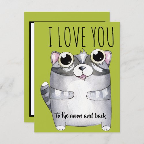 Adorables Cartoon Raccoon I Love You Card