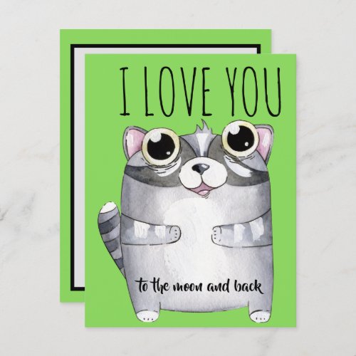 Adorables Cartoon Raccoon I Love You Card