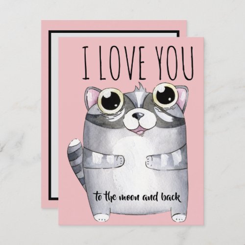 Adorables Cartoon Raccoon I Love You Card