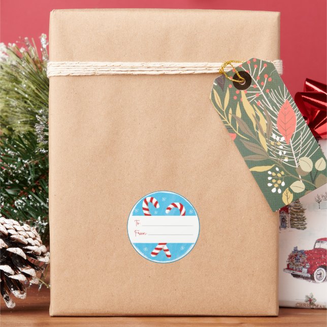 Adorables Christmas Candy Canes Gift Tag Stickers (Holiday)