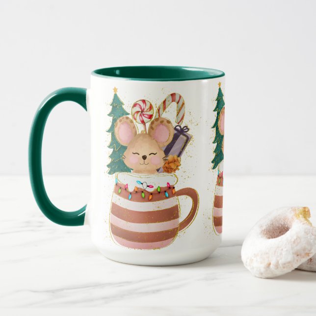 Adorables Christmas Charming Animal Mouse Mug (With Donut)