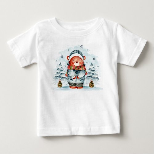 Adorables Christmas Cute Bear In Snow T_Shirt