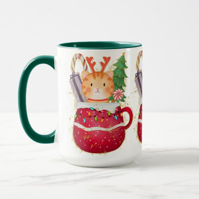 Adorables Christmas Delightful Cat  Mug (Left)