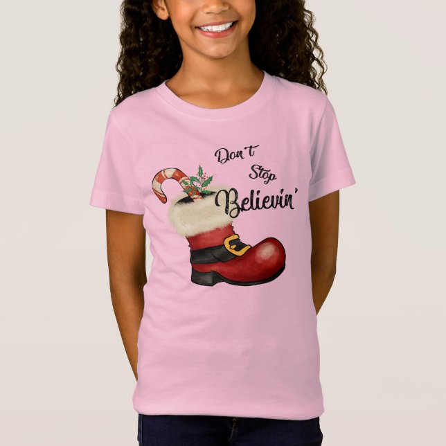Adorables Christmas Don't Stop Believin'  T-Shirt (Front)