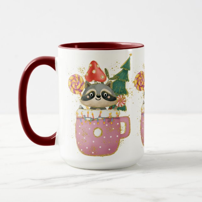 Adorables Christmas Lovable Raccoon Mug (Left)