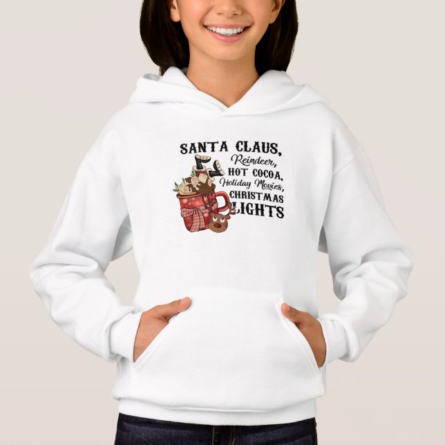 Adorables Christmas Santa And Hot Cocoa Funny Hood Hoodie (Front)