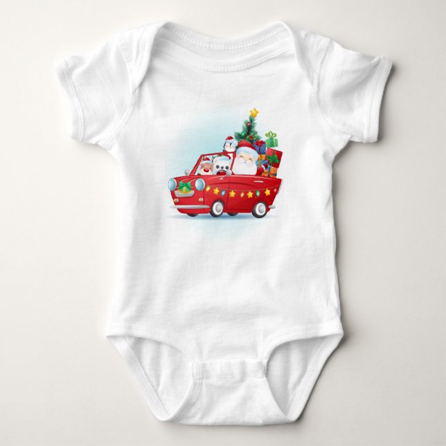 Adorables Christmas Santa With Presents Baby Bodysuit (Front)