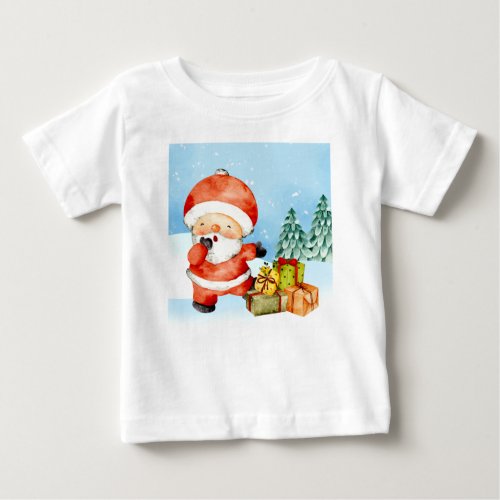 Adorables Christmas Santa With Presents  Baby T_Shirt