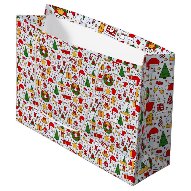 Adorables Christmas Santas And Gingerbread Men  Large Gift Bag (Front Angled)