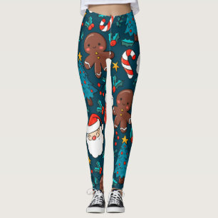 Adorables Christmas Santas And Gingerbread Men Leggings