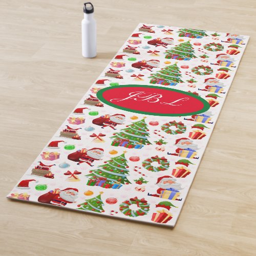 Adorables Christmas Santas And Other Elements Yoga Mat