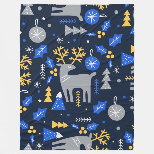 Adorables Christmas Scandinavian Style Blue   Fleece Blanket (Front)