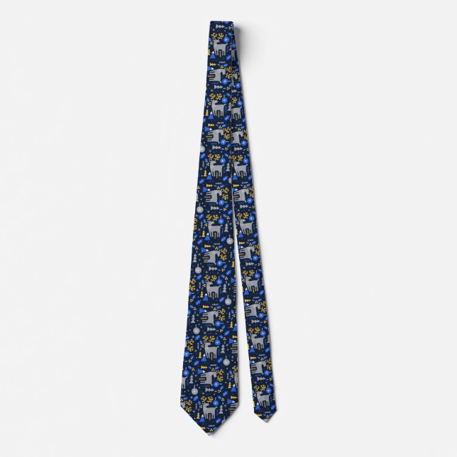 Adorables Christmas Scandinavian Style Blue  Neck Tie (Front)