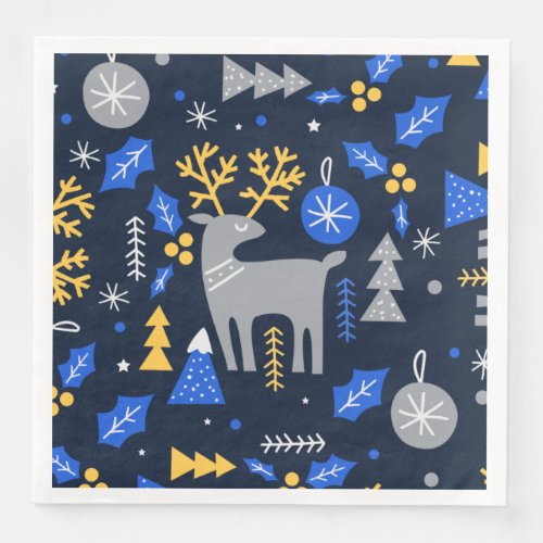 Adorables Christmas Scandinavian Style Blue    Paper Dinner Napkins