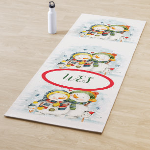 Adorables Christmas Snowman & Woman Yoga Mat
