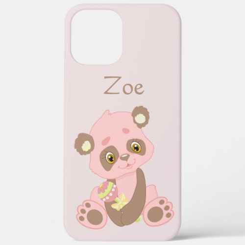 Adorables Custom Pink Panda on Pink Background iPhone 12 Pro Max Case