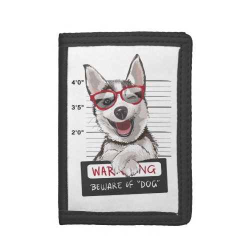 Adorables Cute Husky Dog Winking  Trifold Wallet