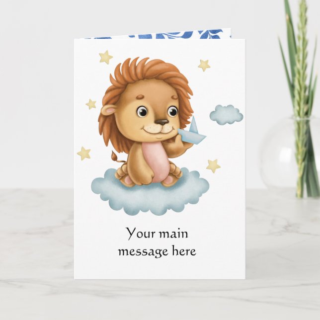 Adorables Cute Lion Baby Shower Or Birthday Card (Front)