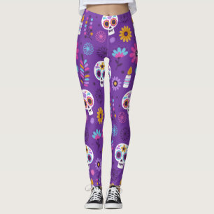 Adorables Day of the Dead Calavara Style Yoga Leggings