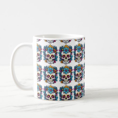 Adorables Day Of The Dead Colorful Skull Coffee Mug