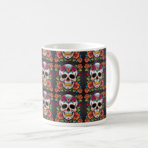 Adorables Day Of The Dead Colorful Skull  Coffee Mug