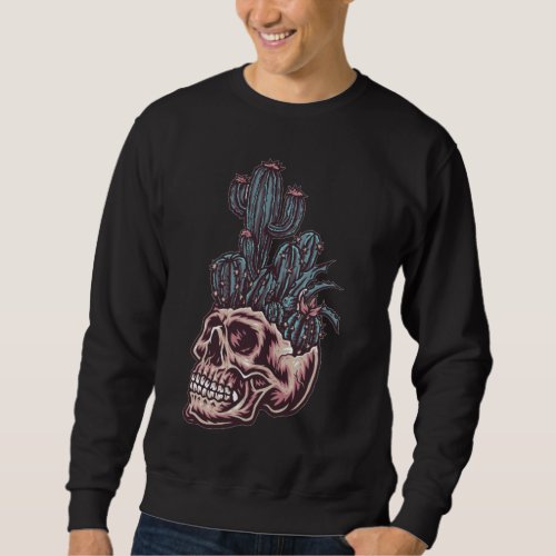 Adorables Day of the Dead Skull With Cactus  Sweatshirt