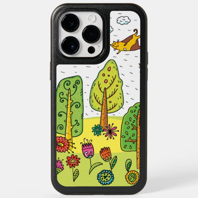 Adorables Flying Cats Over Trees  Otterbox iPhone Case (Back)